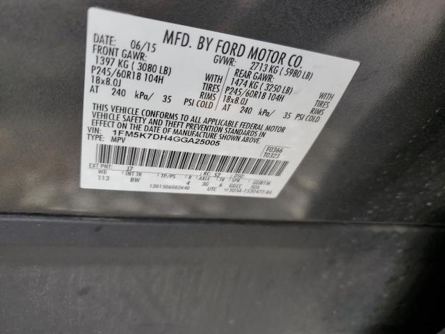 Photo 10 from auction – 2016 FORD EXPLORER X with VIN 1FM5K7DH4GGA25005