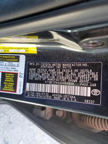 Photo 10 from auction – 2012 TOYOTA CAMRY BASE with VIN 4T1BF1FK4CU092809
