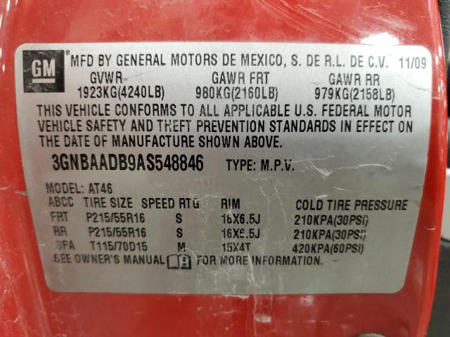 Photo 10 from auction – 2010 CHEVROLET HHR LS with VIN 3GNBAADB9AS548846