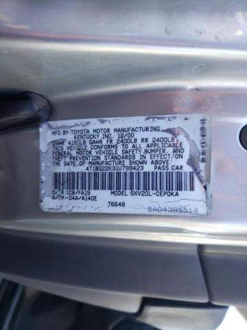 Photo 10 from auction – 2001 TOYOTA CAMRY CE with VIN 4T1BG22K31U799423