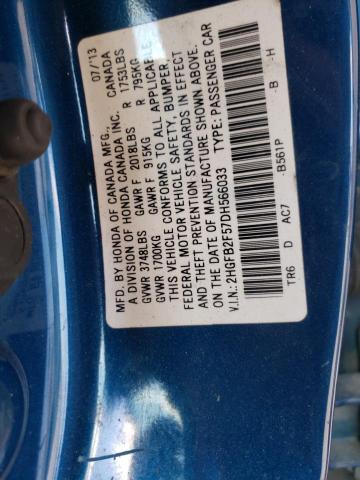 Photo 10 from auction – 2013 HONDA CIVIC LX with VIN 2HGFB2F57DH566033