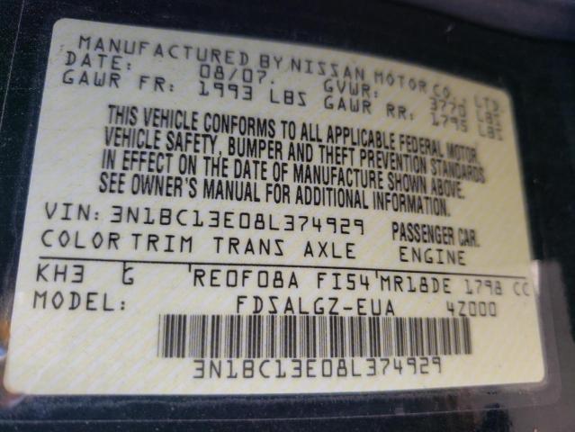 Photo 10 from auction – 2008 NISSAN VERSA S with VIN 3N1BC13E08L374929