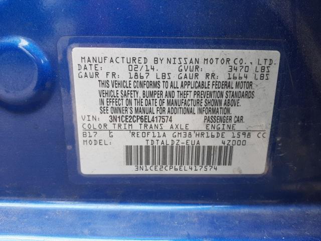 Photo 10 from auction – 2014 NISSAN VERSA NOTE with VIN 3N1CE2CP6EL417574