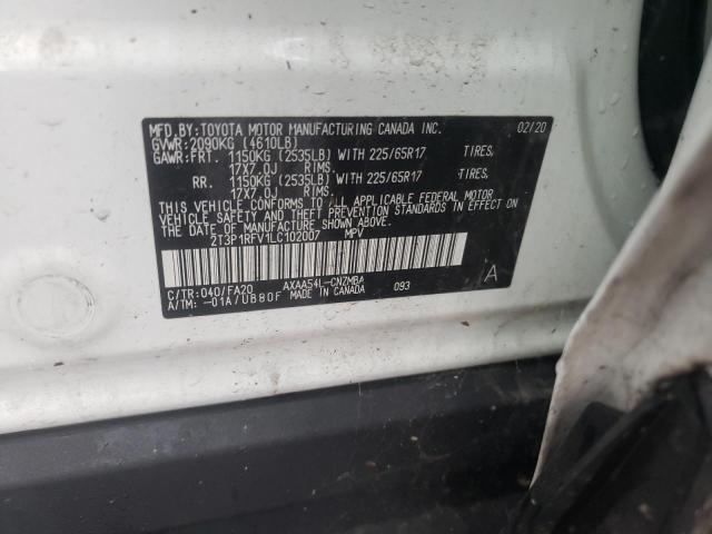 Photo 10 from auction – 2020 TOYOTA RAV4 XLE with VIN 2T3P1RFV1LC102007