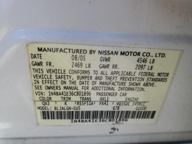 Photo 10 from auction – 2006 NISSAN MAXIMA SE with VIN 1N4BA41E36C801896