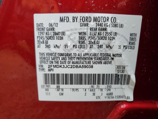 Photo 10 from auction – 2013 FORD EDGE SEL with VIN 2FMDK3JC2DBA59038