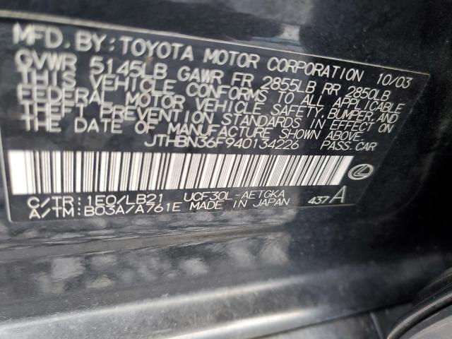 Photo 10 from auction – 2004 LEXUS LS 430 with VIN JTHBN36F940134226