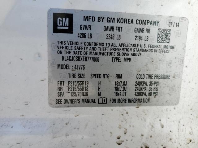 Photo 10 from auction – 2014 BUICK ENCORE with VIN KL4CJCSBXEB777866