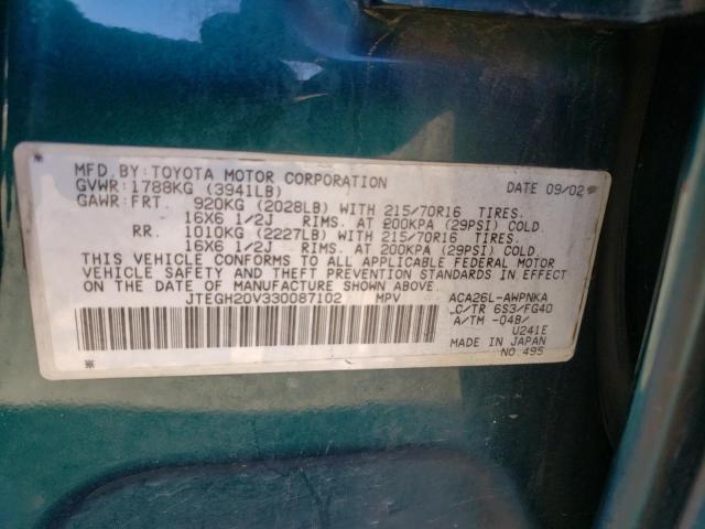 Photo 10 from auction – 2003 TOYOTA RAV4 with VIN JTEGH20V330087102