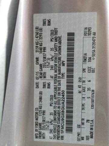 Photo 10 from auction – 2016 FORD ESCAPE SE with VIN 1FMCU9GX8GUA22450