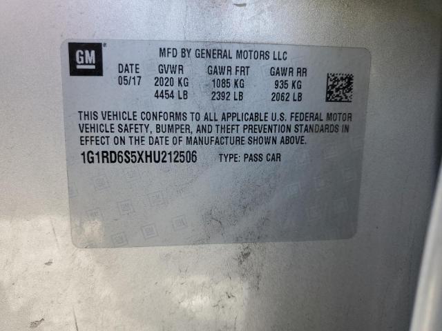 Photo 10 from auction – 2017 CHEVROLET VOLT PREMI with VIN 1G1RD6S5XHU212506
