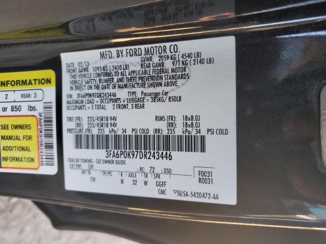 Photo 10 from auction – 2013 FORD FUSION TIT with VIN 3FA6P0K97DR243446