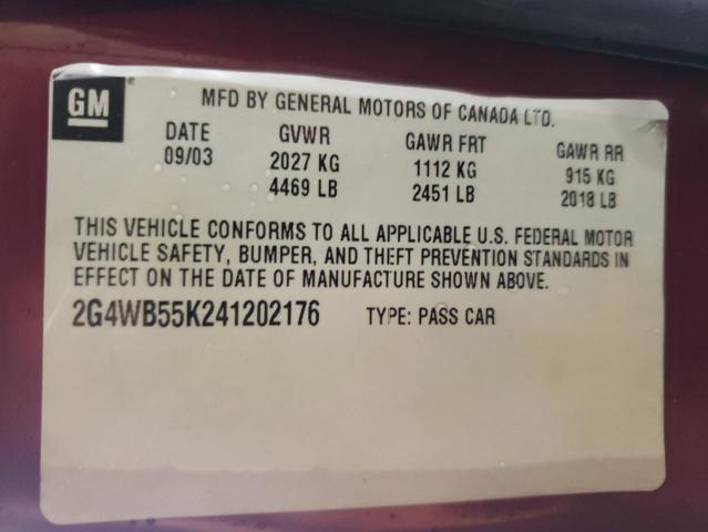 Photo 10 from auction – 2004 BUICK REGAL LS with VIN 2G4WB55K241202176