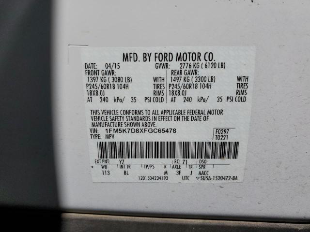 Photo 10 from auction – 2015 FORD EXPLORER X with VIN 1FM5K7D8XFGC65478