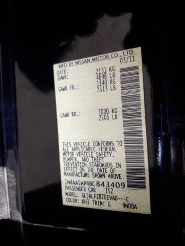 Photo 10 from auction – 2011 NISSAN MAXIMA S with VIN 1N4AA5AP4BC843409