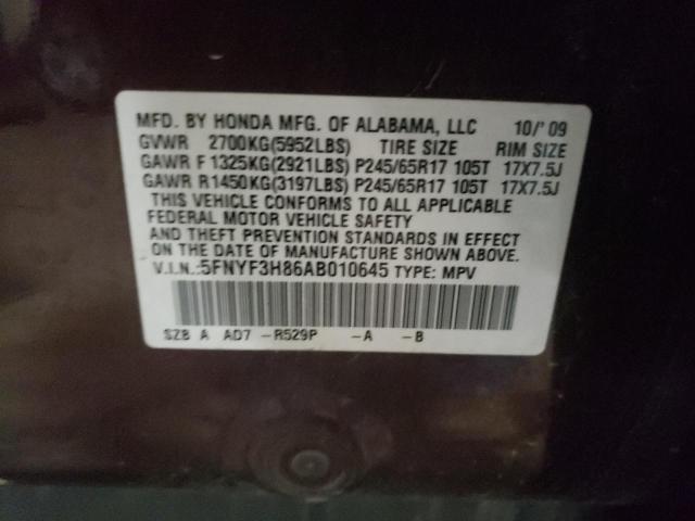 Photo 10 from auction – 2010 HONDA PILOT TOUR with VIN 5FNYF3H86AB010645