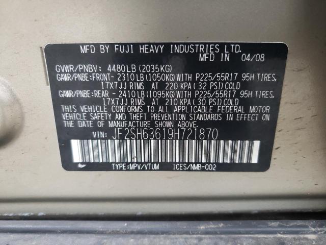 Photo 10 from auction – 2009 SUBARU FORESTER 2 with VIN JF2SH63619H721870
