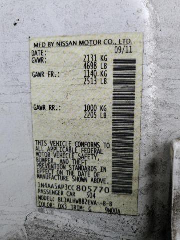 Photo 10 from auction – 2012 NISSAN MAXIMA S with VIN 1N4AA5AP3CC805770