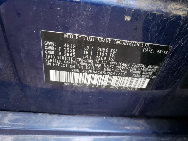 Photo 10 from auction – 2016 SUBARU LEGACY 2.5 with VIN 4S3BNAC65G3061711