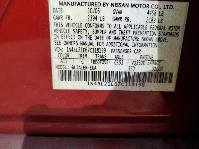 Photo 10 from auction – 2007 NISSAN ALTIMA 3.5 with VIN 1N4BL21E67C118199