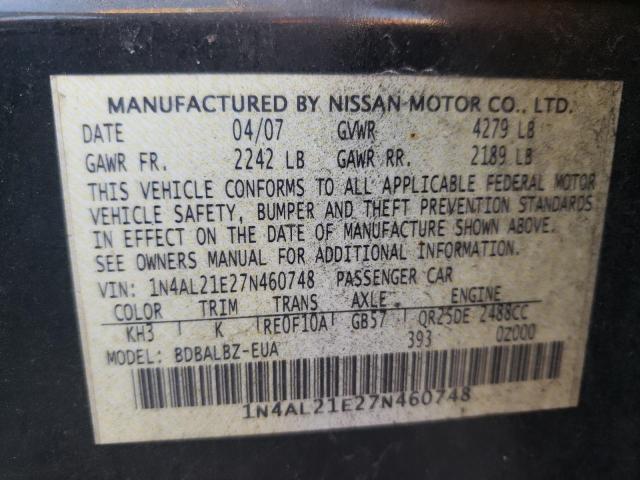 Photo 10 from auction – 2007 NISSAN ALTIMA 2.5 with VIN 1N4AL21E27N460748