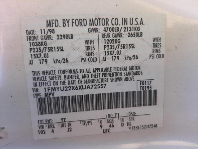 Photo 10 from auction – 1999 FORD EXPLORER with VIN 1FMYU22X6XUA72557