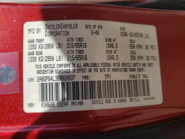 Photo 10 from auction – 2006 CHRYSLER TOWN & COU with VIN 2A8GP64L36R820937