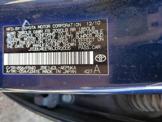 Photo 10 from auction – 2011 TOYOTA COROLLA BA with VIN JTDBU4EE9BJ092005