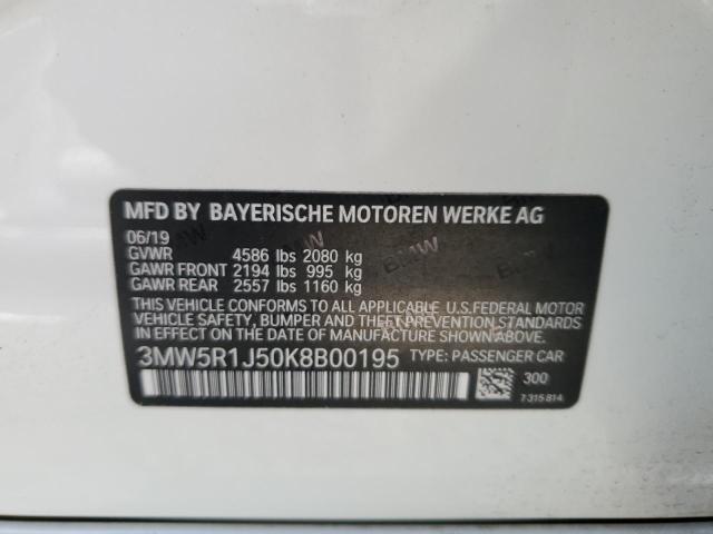 Photo 10 from auction – 2019 BMW 330I with VIN 3MW5R1J50K8B00195