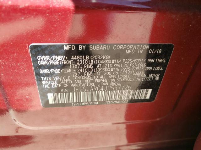 Photo 10 from auction – 2018 SUBARU FORESTER 2 with VIN JF2SJARC4JH537726