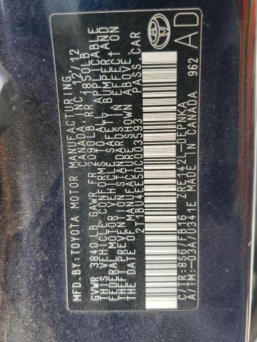 Photo 10 from auction – 2013 TOYOTA COROLLA BA with VIN 2T1BU4EE5DC003593