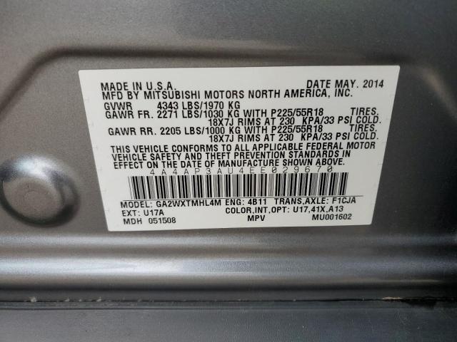Photo 10 from auction – 2014 MITSUBISHI OUTLANDER with VIN 4A4AP3AU4EE029670