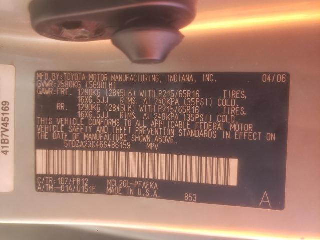 Photo 10 from auction – 2006 TOYOTA SIENNA CE with VIN 5TDZA23C46S486159