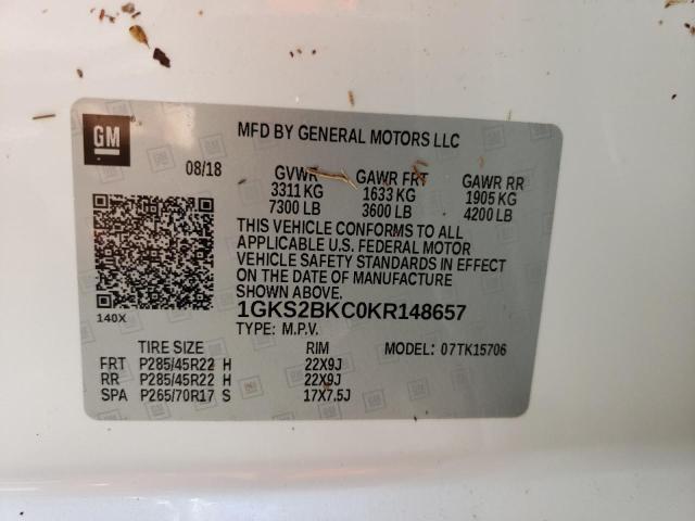 Photo 10 from auction – 2019 GMC YUKON SLT with VIN 1GKS2BKC0KR148657