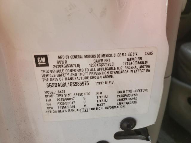 Photo 10 from auction – 2006 BUICK RENDEZVOUS with VIN 3G5DA03L16S585975