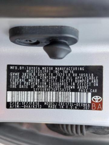 Photo 10 from auction – 2016 TOYOTA COROLLA L with VIN 5YFBURHE2GP558725