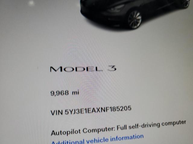 Photo 8 from auction – 2022 TESLA MODEL 3 with VIN 5YJ3E1EAXNF185205