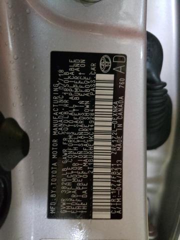 Photo 10 from auction – 2019 TOYOTA COROLLA L with VIN 2T1BURHE1KC149284