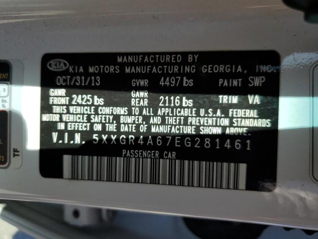 Photo 10 from auction – 2014 KIA OPTIMA SX with VIN 5XXGR4A67EG281461