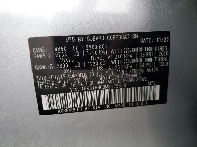 Photo 10 from auction – 2021 SUBARU OUTBACK LI with VIN 4S4BTANC9M3139388