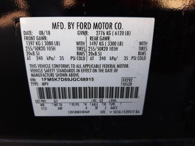 Photo 10 from auction – 2018 FORD EXPLORER X with VIN 1FM5K7D89JGC68915