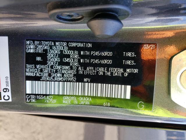 Photo 10 from auction – 2021 TOYOTA 4RUNNER TR with VIN JTEKU5JR8M5919952
