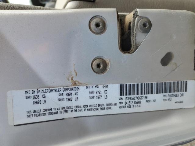 Photo 10 from auction – 2004 DODGE NEON SXT with VIN 1B3ES56C74D607138