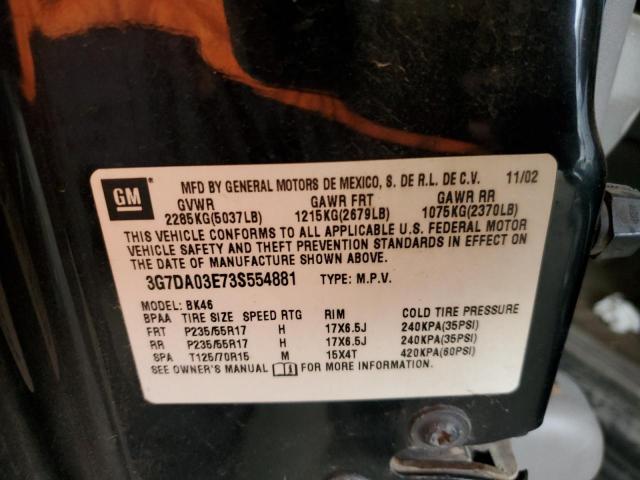 Photo 10 from auction – 2003 PONTIAC AZTEK with VIN 3G7DA03E73S554881