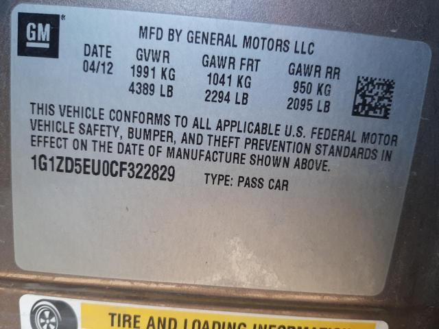 Photo 10 from auction – 2012 CHEVROLET MALIBU 2LT with VIN 1G1ZD5EU0CF322829