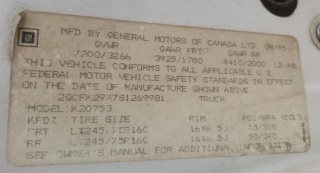 Photo 10 from auction – 1995 CHEVROLET GMT-400 K2 with VIN 2GCFK29K7S1269981