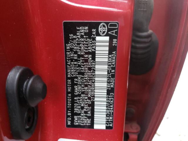 Photo 10 from auction – 2016 TOYOTA COROLLA L with VIN 2T1BURHE4GC673987