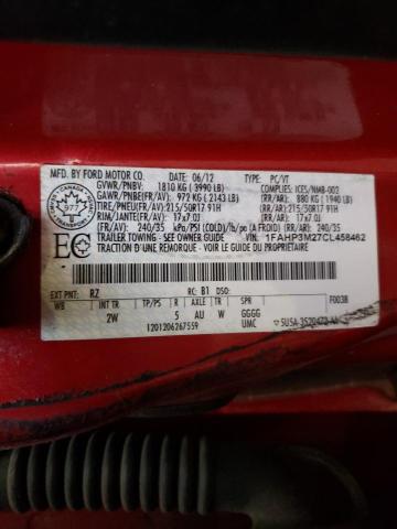 Photo 10 from auction – 2012 FORD FOCUS SEL with VIN 1FAHP3M27CL458462