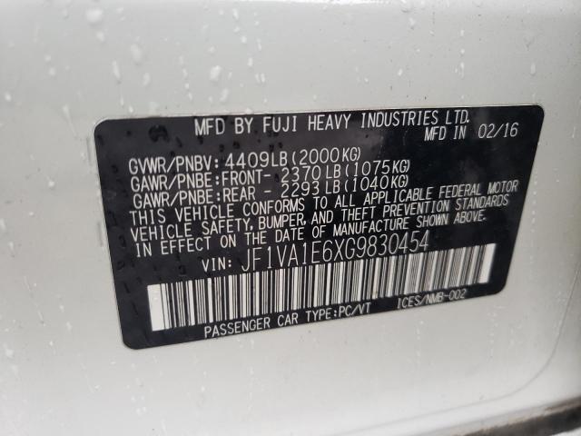 Photo 10 from auction – 2016 SUBARU WRX PREMIU with VIN JF1VA1E6XG9830454