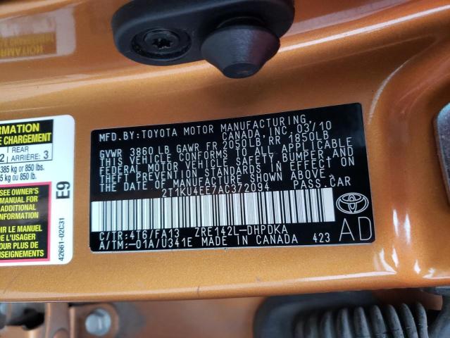 Photo 10 from auction – 2010 TOYOTA COROLLA MA with VIN 2T1KU4EE7AC372094